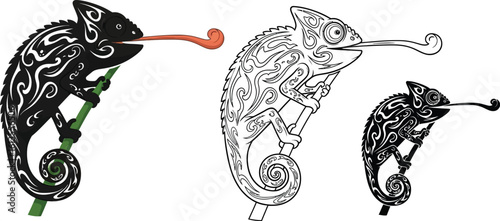 Chameleon vector graphics illustration lizard reptile animal design editable template artwork