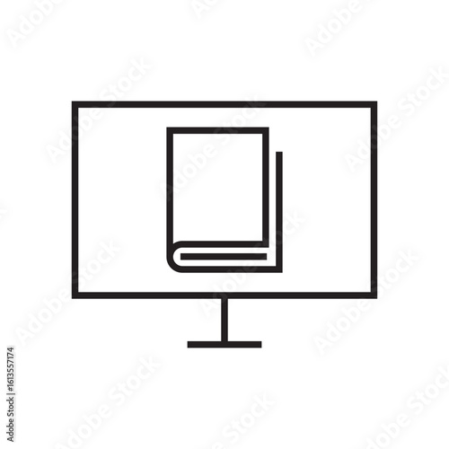 digital book icon outline editable stroke line drawing eps
