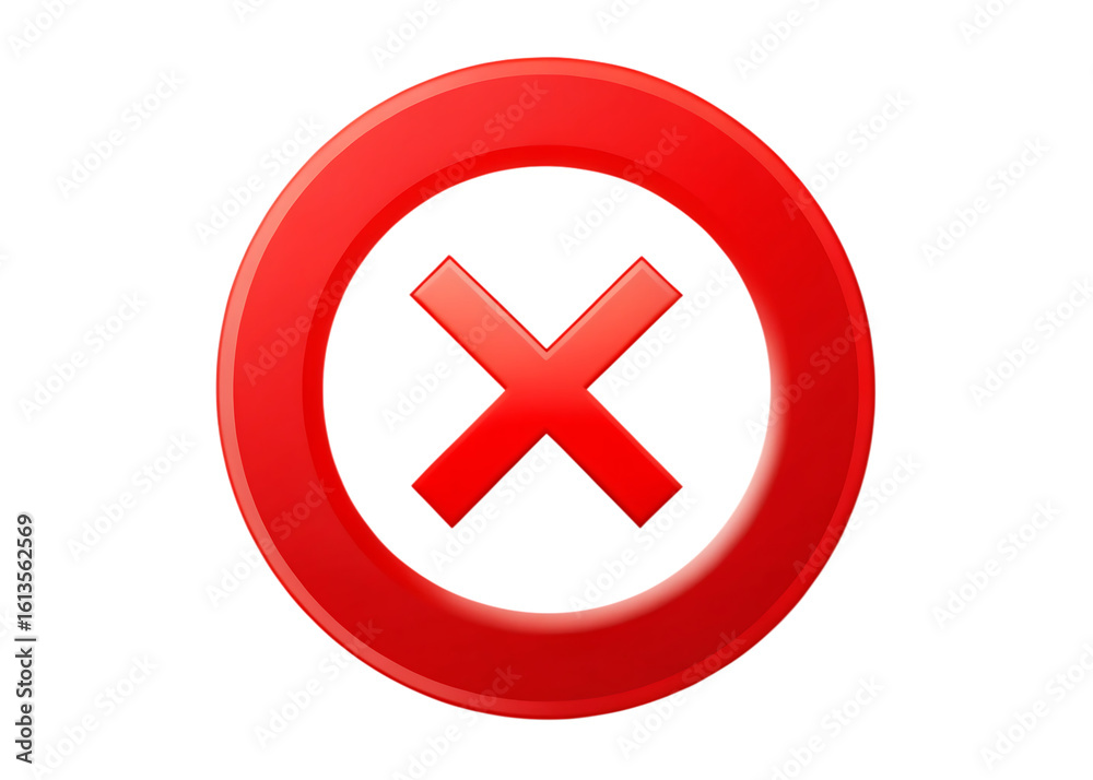 Fototapeta premium Red circle with a red cross inside against a black background