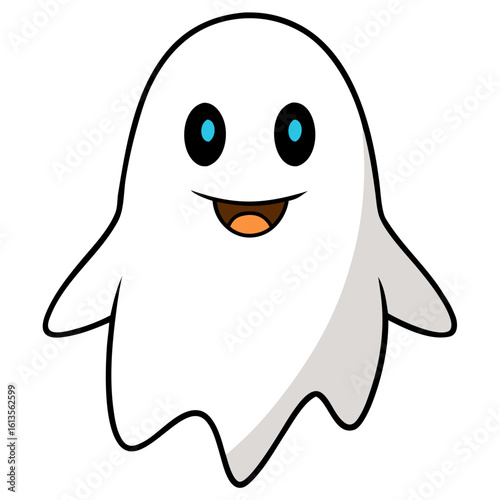 Cute Cartoon Ghost Halloween PNG – Bold Simple Illustration for Kids & Decor