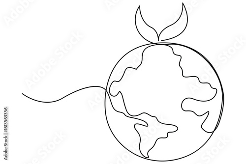 Plant seed growth in soil represented by continuous one line vector drawing for eco awareness design
