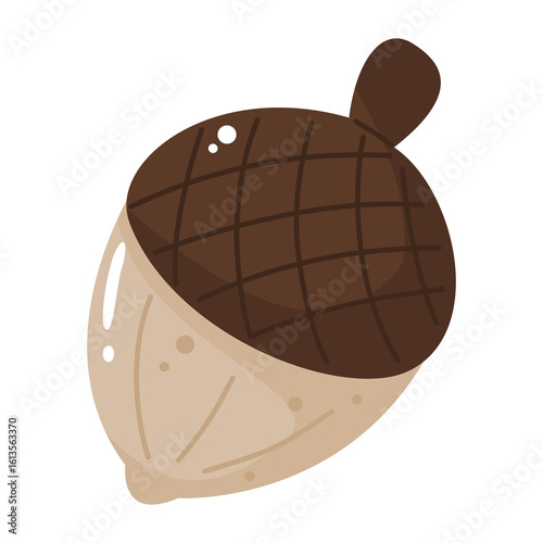 Cute cartoon acorn. Ideal for autumn, nature, woodland, and squirrel themed designs.