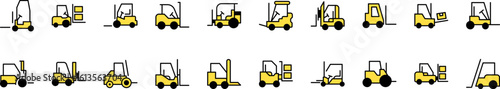 Tractor Filled Color Icon Collection. Minimalistic Linear Pictogram for Web and Graphic Design, Apps, Banners, Social Network and Cards