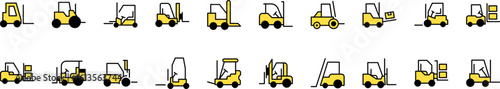 Tractor Filled Color Icon Set. Minimalistic Linear Pictogram for Web and Graphic Design, Apps, Banners, Social Network and Cards