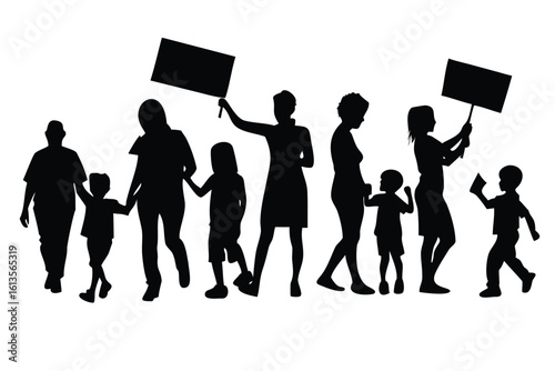 Protest & Social Movement Vector Silhouette Set - Diverse Crowd for Awareness Campaigns