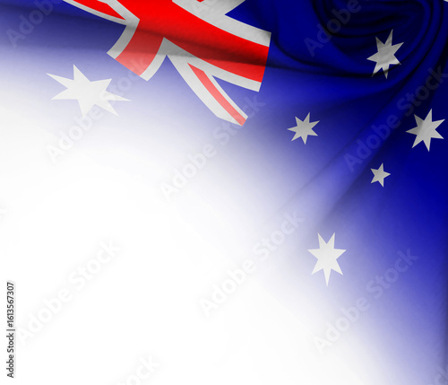 White background with tangled fabric with the Australian flag
