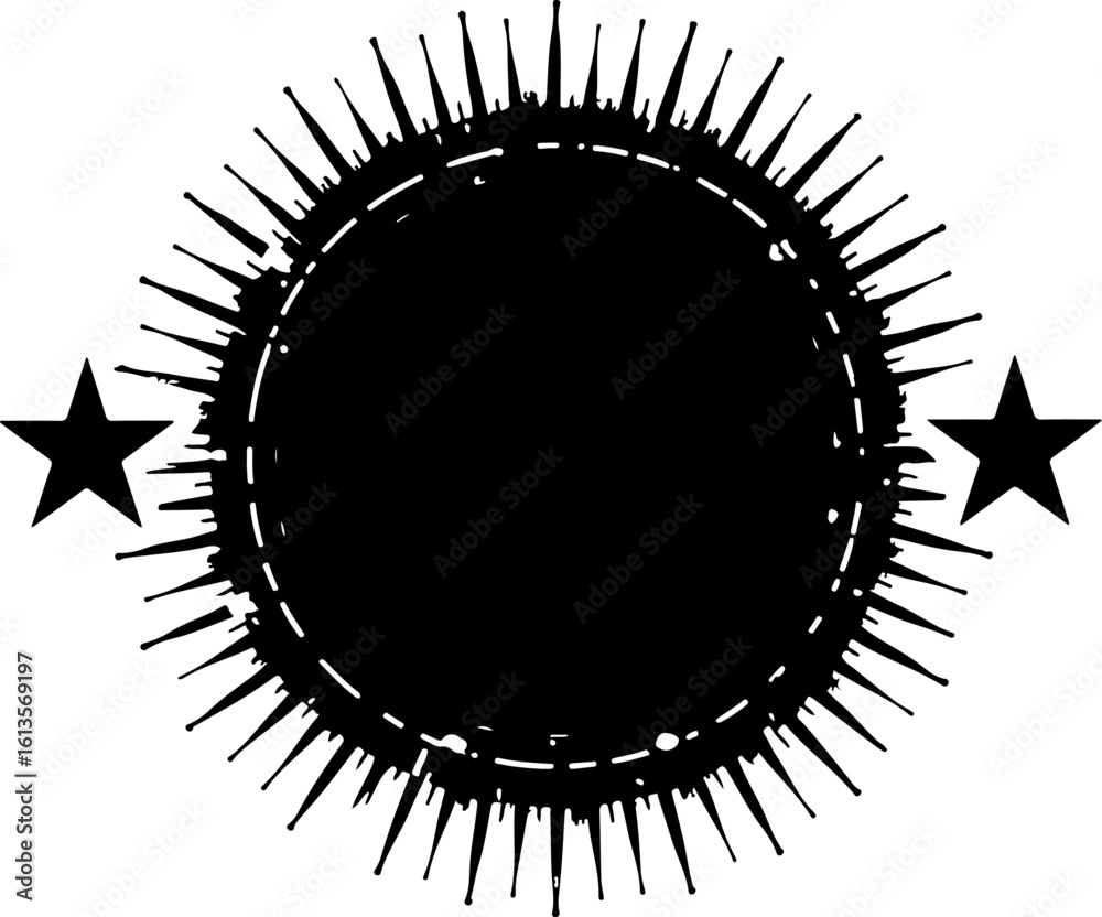 Fototapeta premium Grunge Sunburst Emblem with Stars