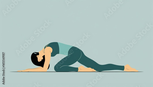 Woman Practicing Sleeping Pigeon Pose (Eka Pada Rajakapotasana) Yoga Asana