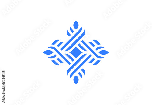 Geometric Ethnic Pattern Logo Design in Blue