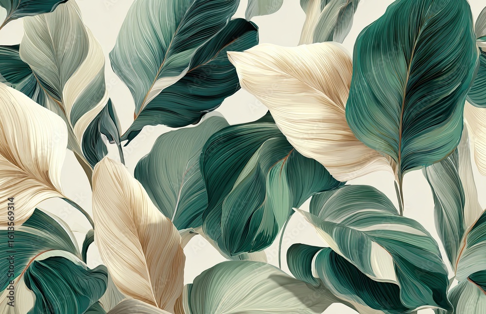 custom made wallpaper toronto digitalRich green palm tree foliage and tropical leaves form a sophisticated pattern that evokes a luxurious, exotic paradise, ideal for upscale, nature themed designs.