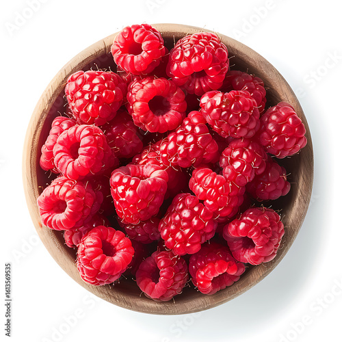 Fresh Raspberries in a Wooden Bowl