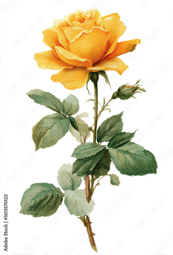 Obraz premium Tropical vector flower – hd yellow and mango tones, embroidery style on white.
