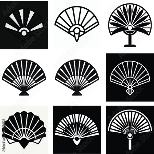 set of black and white fans