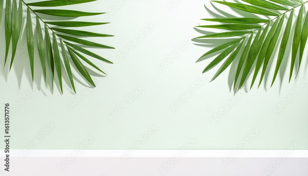 Obraz premium Tropical Minimalist Summer Palm Leaf Greenery Background