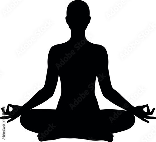 Silhouette of person meditating in lotus pose