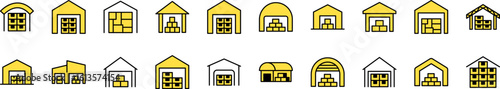 Warehouse Filled Color Icon Set. Minimalistic Linear Pictogram for Web and Graphic Design, Apps, Banners, Social Network and Cards