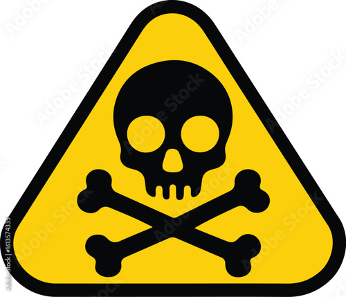 Toxic Hazard Sign with Skull and Crossbones Icon