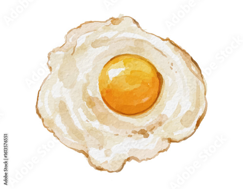 Hand painted watercolor fried egg isolated