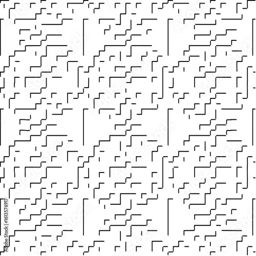  3d relief tiles.Vector pattern with symmetrical elements. Modern stylish abstract texture. Repeating tiles from striped elements. Black and white pattern.