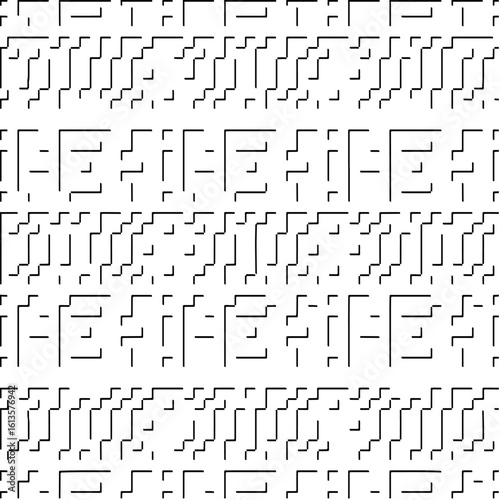  3d relief tiles.Vector pattern with symmetrical elements. Modern stylish abstract texture. Repeating tiles from striped elements. Black and white pattern.