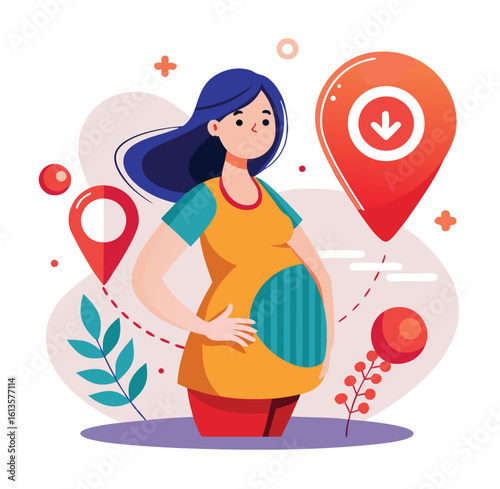 pregnant woman icon pin map vector design illustration  on white background