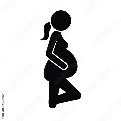 pregnant woman silhouette icon  on white background