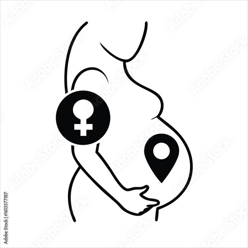 pregnant woman icon pin map vector design illustration  on white background