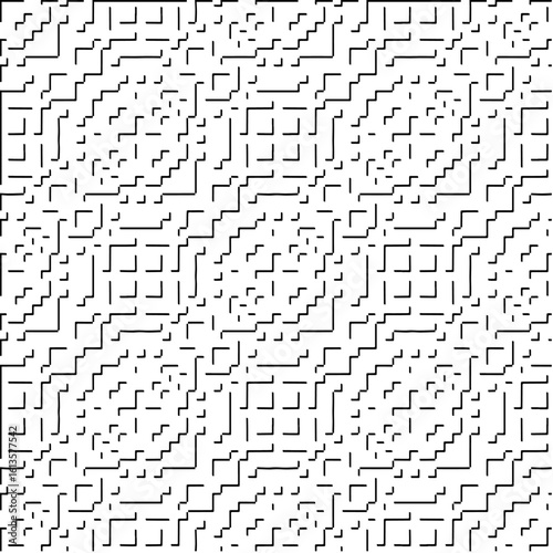 3d relief tiles.Vector pattern with symmetrical elements. Modern stylish abstract texture. Repeating tiles from striped elements. Black and white pattern.