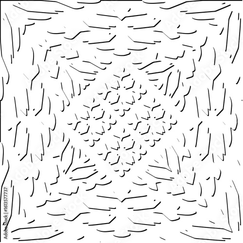  3d relief tiles.Vector pattern with symmetrical elements. Modern stylish abstract texture. Repeating tiles from striped elements. Black and white pattern.