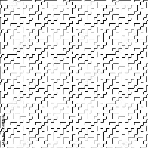  3d relief tiles.Vector pattern with symmetrical elements. Modern stylish abstract texture. Repeating tiles from striped elements. Black and white pattern.