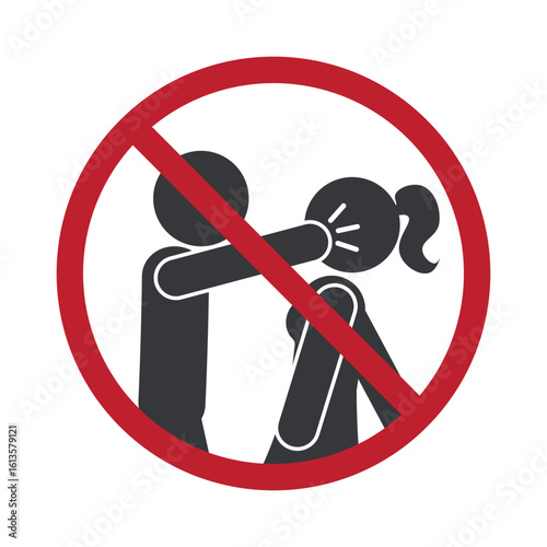 Isolated prohibition man slapping a woman, symbolic warning of domestic violence, promoting awareness to protect and respect women’s rights.