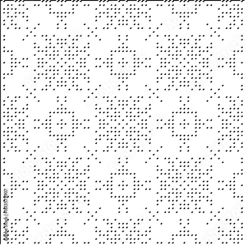  3d relief tiles.Vector pattern with symmetrical elements. Modern stylish abstract texture. Repeating tiles from striped elements. Black and white pattern.