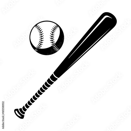 Baseball bat and ball vector illustration isolated on white