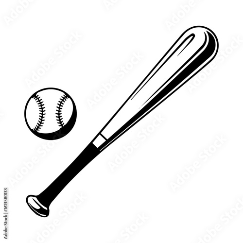 Baseball bat and ball vector illustration isolated on white