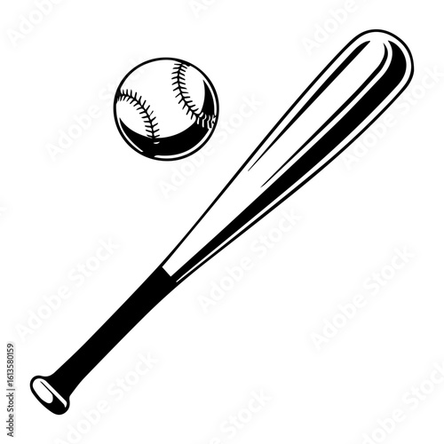 Baseball bat and ball vector illustration isolated on white