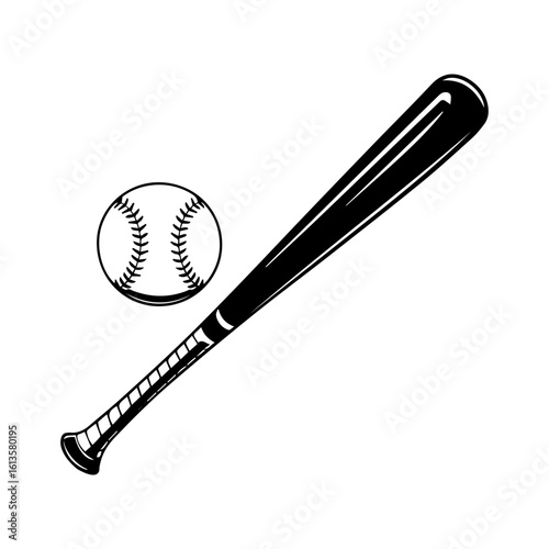 Baseball bat and ball vector illustration isolated on white