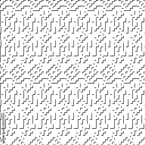 3d relief tiles.Vector pattern with symmetrical elements. Modern stylish abstract texture. Repeating tiles from striped elements. Black and white pattern.