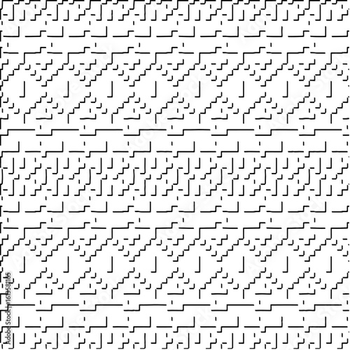 3d relief tiles.Vector pattern with symmetrical elements. Modern stylish abstract texture. Repeating tiles from striped elements. Black and white pattern.