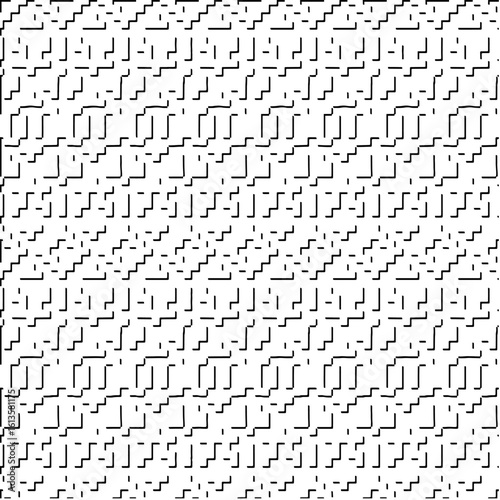 3d relief tiles.Vector pattern with symmetrical elements. Modern stylish abstract texture. Repeating tiles from striped elements. Black and white pattern.