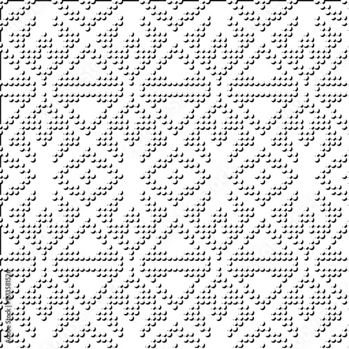 3d relief tiles.Vector pattern with symmetrical elements. Modern stylish abstract texture. Repeating tiles from striped elements. Black and white pattern.