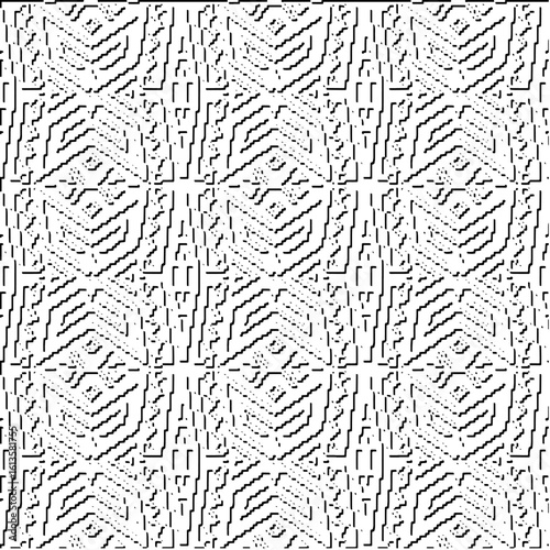 3d relief tiles.Vector pattern with symmetrical elements. Modern stylish abstract texture. Repeating tiles from striped elements. Black and white pattern.
