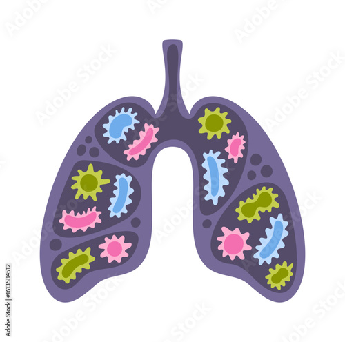 Lungs with bacterium inside design