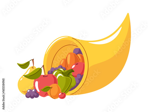 Cornucopia full of vegetables, fruits