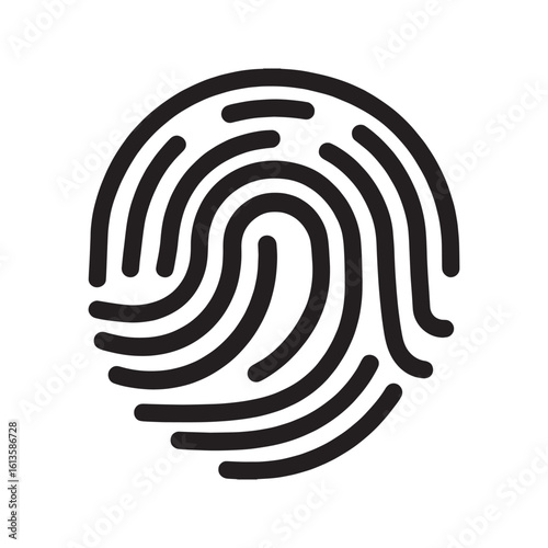 Fingerprint icon vector, simple black thumbprint symbol for biometric identification, security access, and personal identity verification