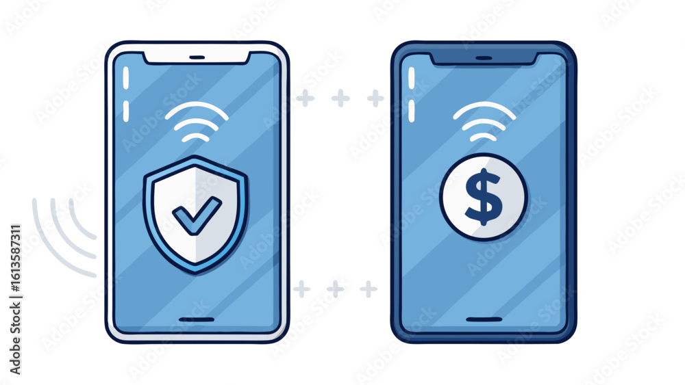 Mobile Payment Icons in Outline and Solid Blue Vector Style Mobile Payment Icons in Outline and Solid Blue Vector Style
