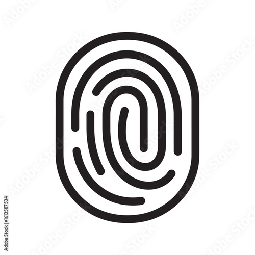 Fingerprint icon vector, simple black thumbprint symbol for biometric identification, security access, and personal identity verification