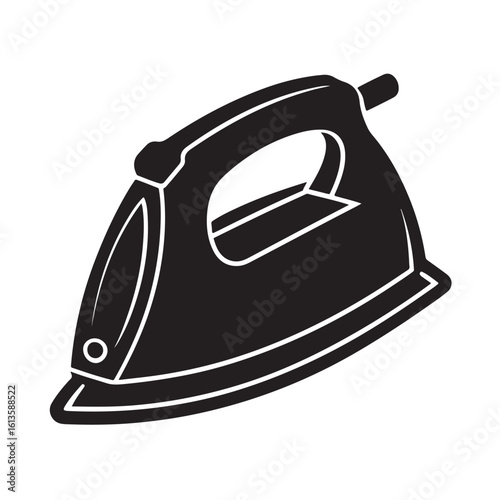 Electric Iron Silhouette Vector in Flat Black Design