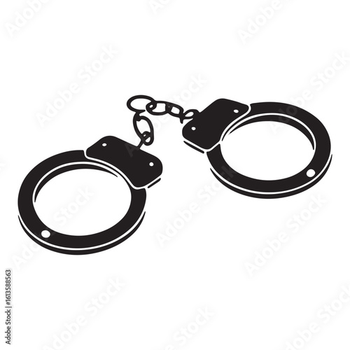 Black Handcuffs Silhouette on Transparent Background Symbolizing Law Enforcement and Justice