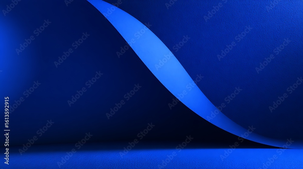 Obraz premium Deep blue abstract curve with bright light shadow