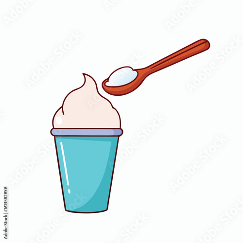 Creamy dessert with spoon of sugar sweet